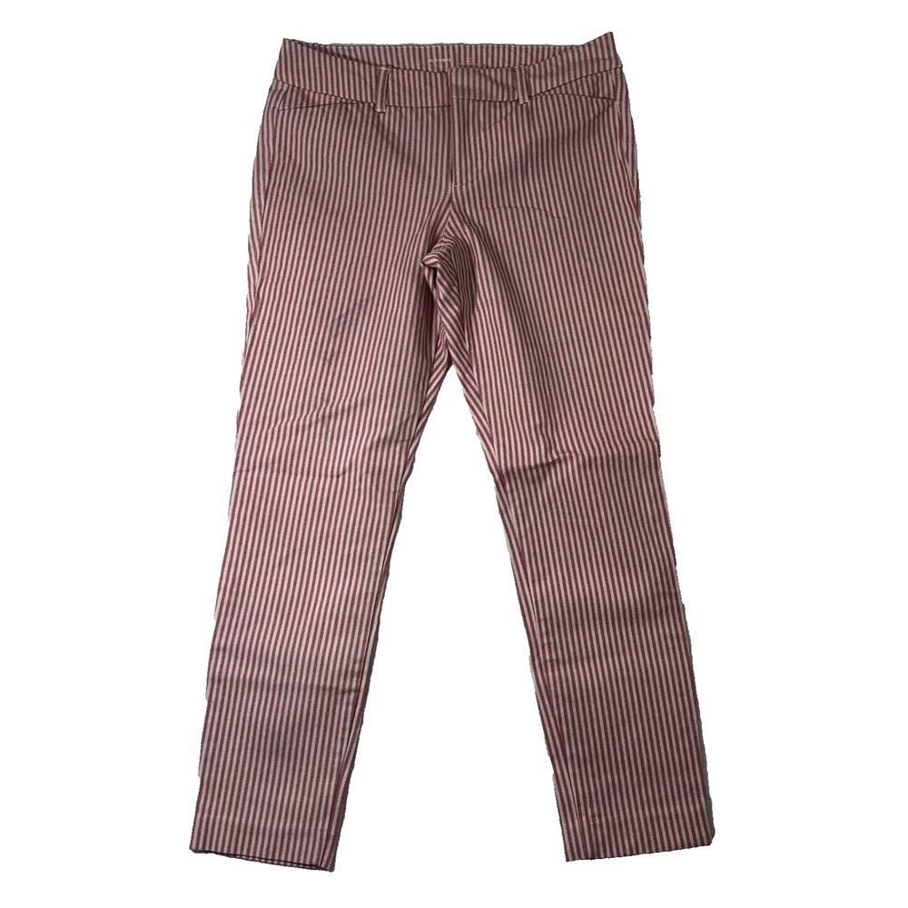 Old‎ Navy Pants Women's 4 Pink White Stripe Pixie Mid Rise Skinny Secret Pockets